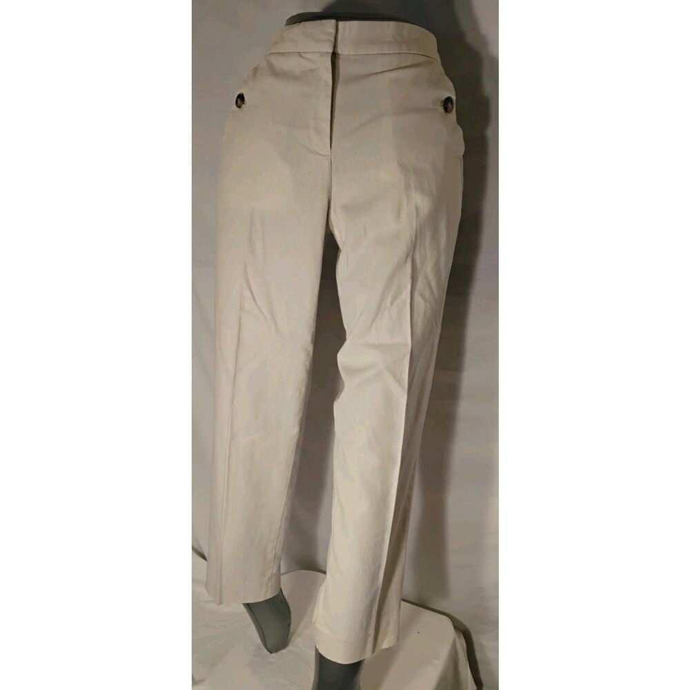 J. Crew Women's Beige Linen Cotton Sailor Elastic-Back Pants Size 2